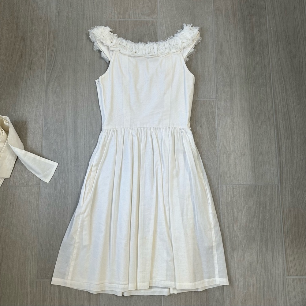 Cream Ruffled Tie Front Sundress for Brides - Picture 3 of 4